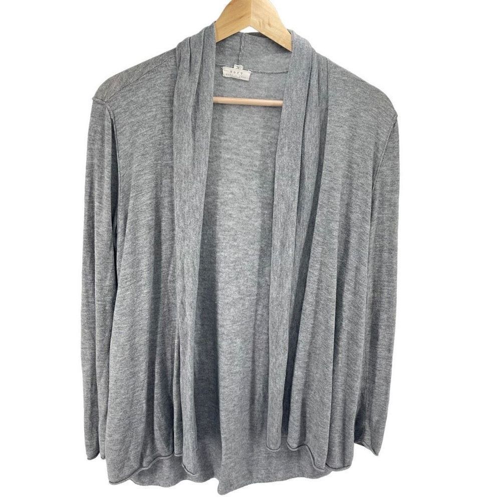 Soft Joie Womens Cardigan Sweater Open Front Long Sleeve Comfy Gray Small